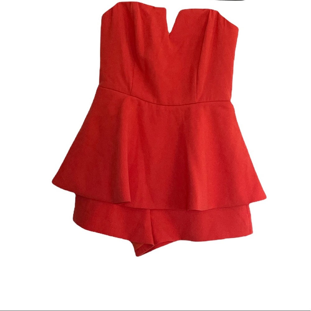 Coral/ Orange Impressions Boutique Peplum Romper  NWT size medium